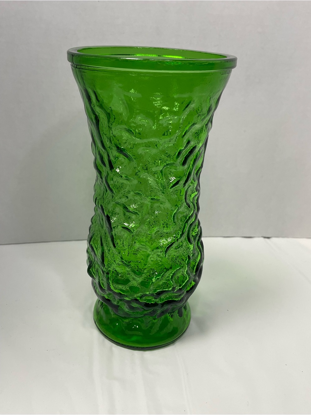 Vintage Hoosier Textured Green Glass Vase